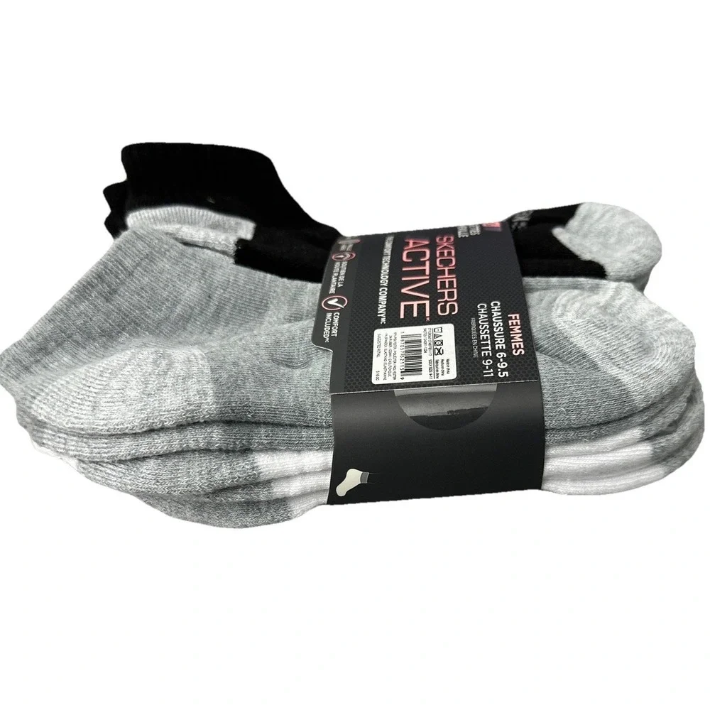 SKECHERS ACTIVE Women's Socks Low Cut‎ Cushion Arch Support 6 Pair Shoe SZ 6-9.5